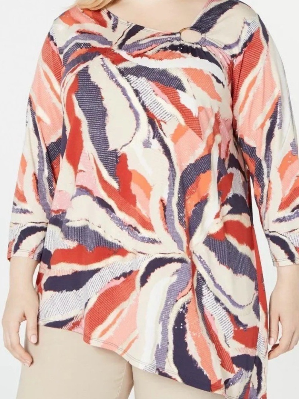 JM Collection Abstract Asymmetrical Tunic Size M